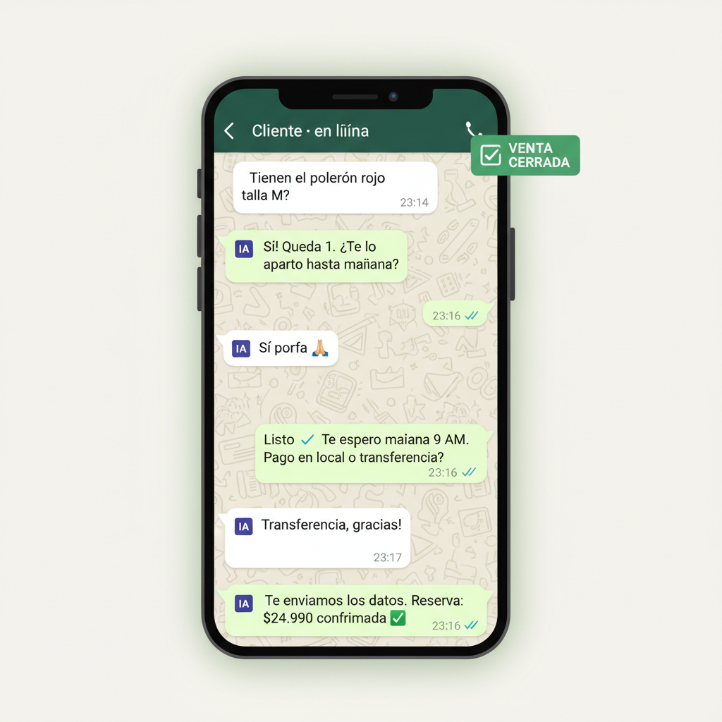 Chat de WhatsApp donde la IA cerró la venta de noche